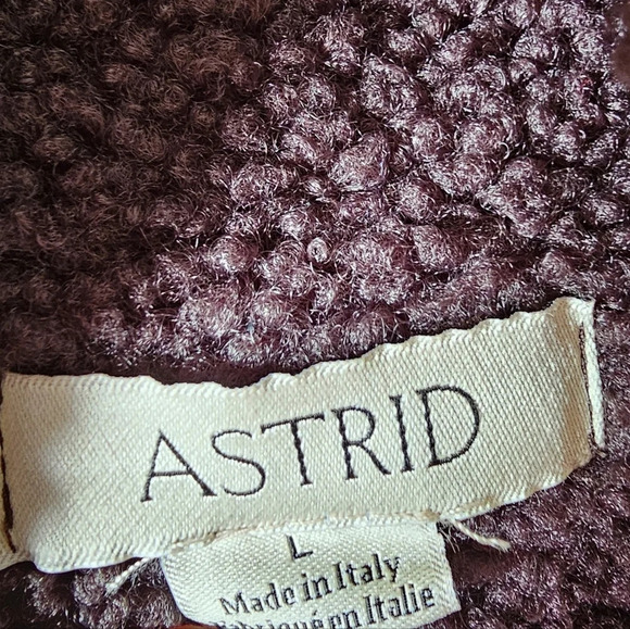 Astrid Size L faux suede relaxed fit crop jacket zip up brown sherpa - Picture 8 of 9